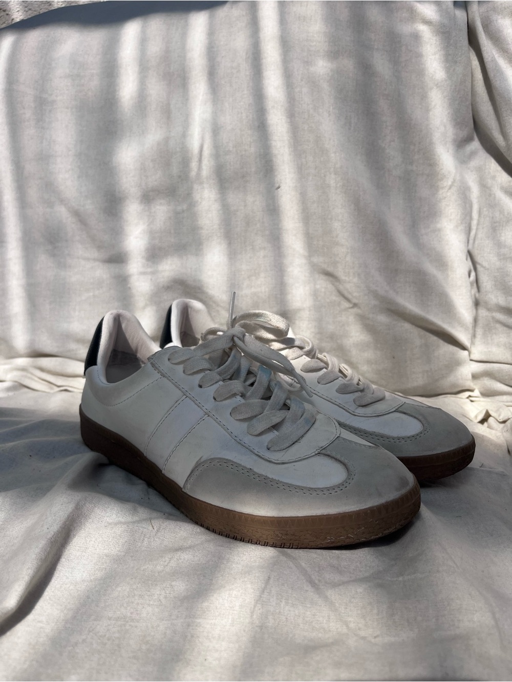 Call It Spring Off-White Low-Top Sneakers with Brown Sole